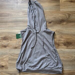 Hooded Drawstring Sleeveless Cropped Running Tank